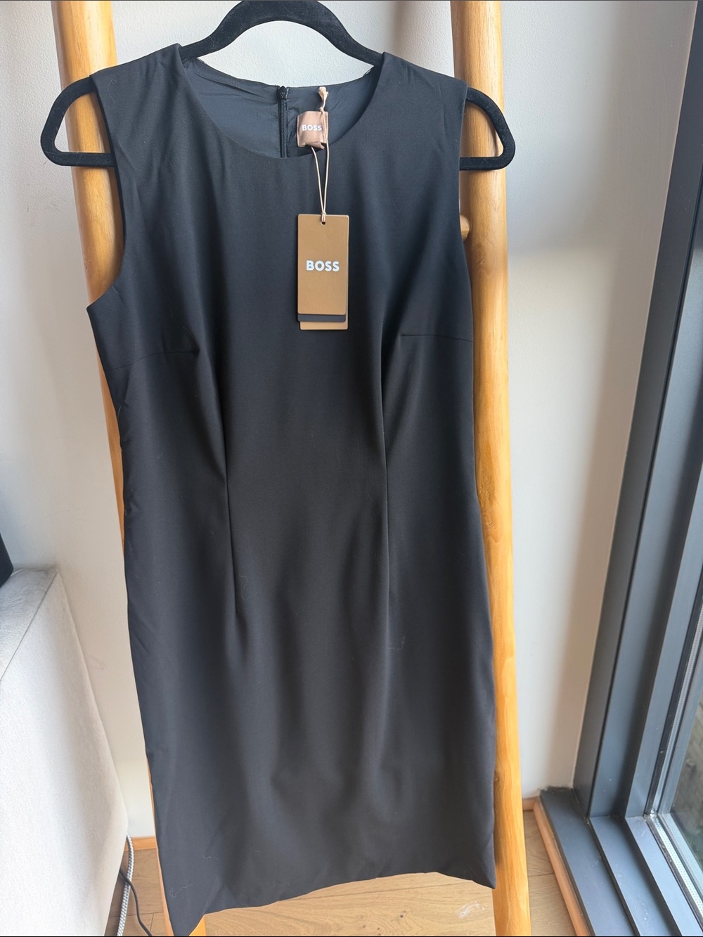 BOSS Black Sleeveless Midi Sheath Dress (size 6 made in Portugal)